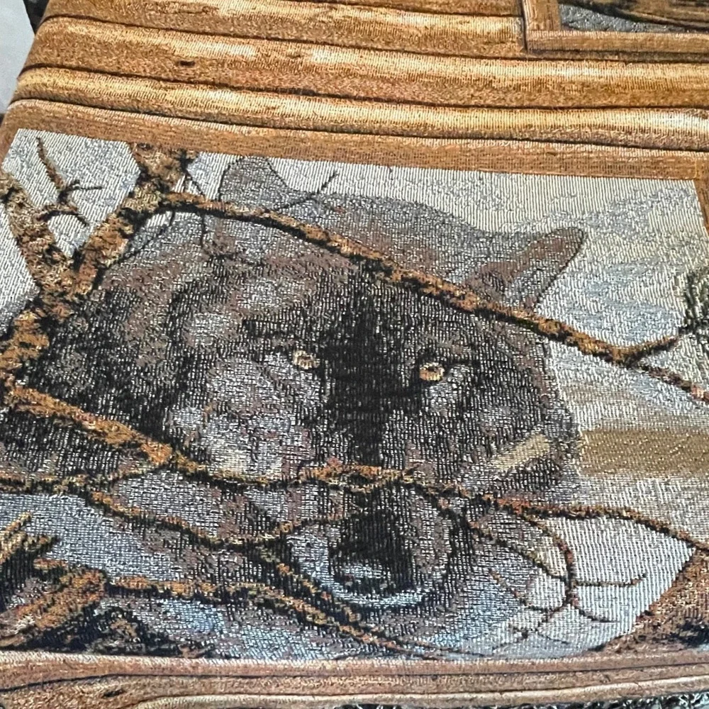 Log Cabin Wolf Tapestry Throw Blanket Woodland Wildlife Nature‎ Cozy Decor XL